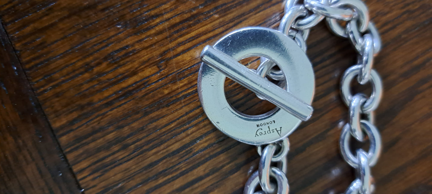 Asprey London silver watch fob bracelet