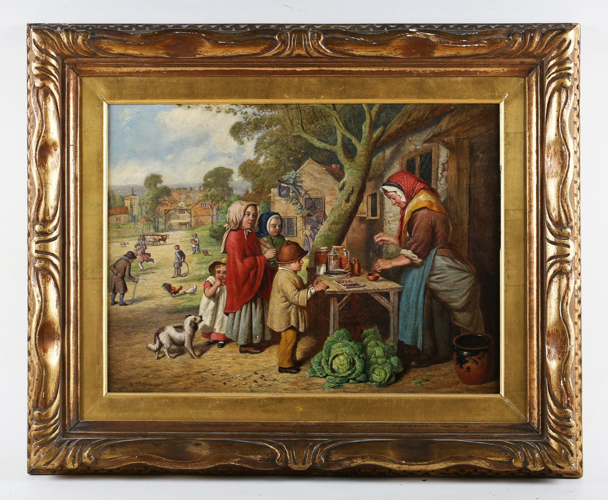 Henry Charles Bryant 19th century oil,genre scene,children at fair /market