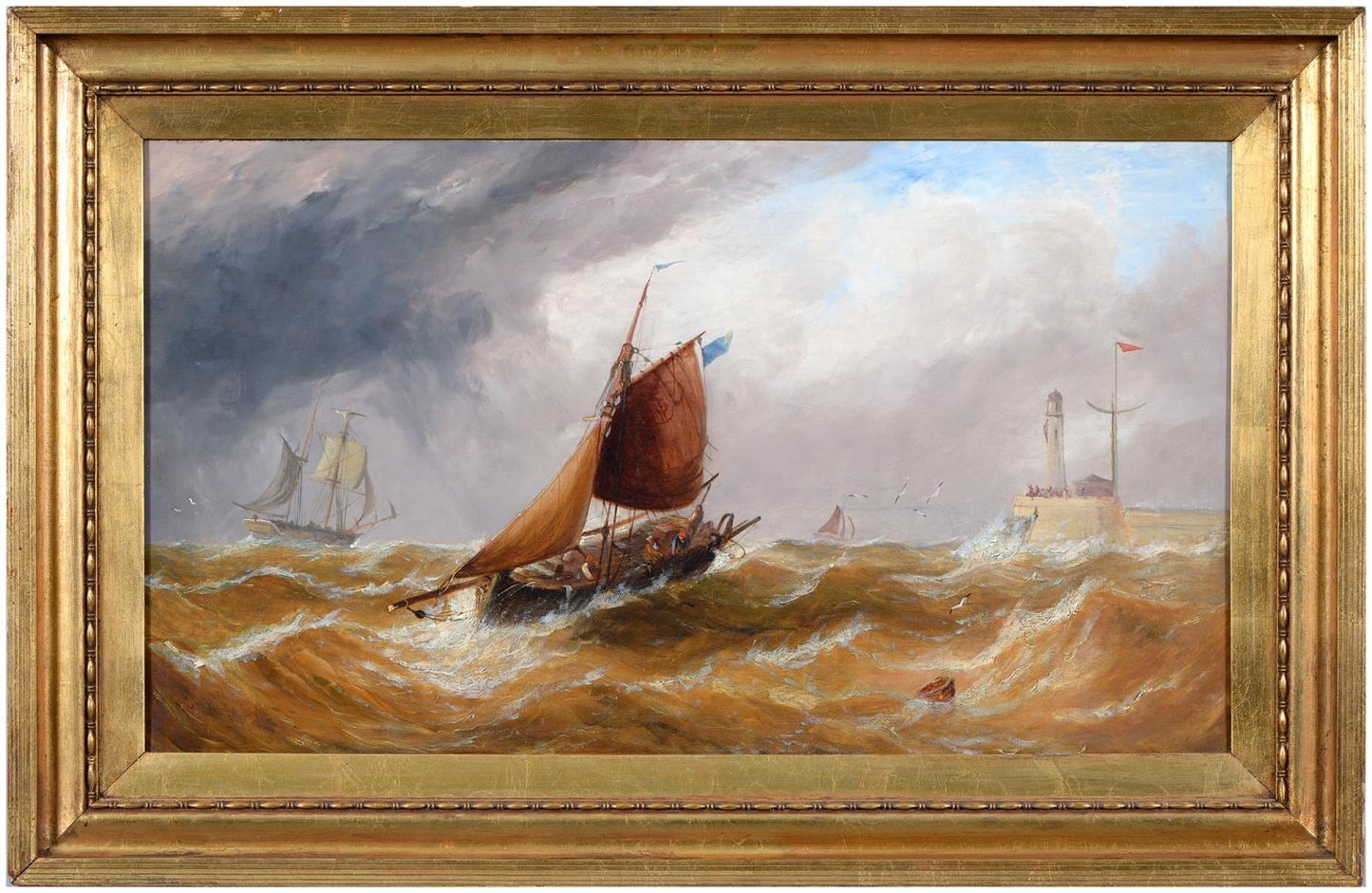 South Pier, Sunderland 19th century oil , john callow