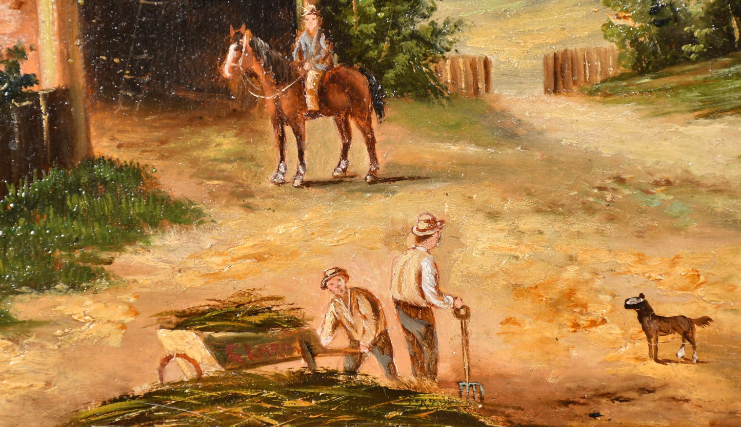 Georgina Lara 19th century oil painting landscape farm scene