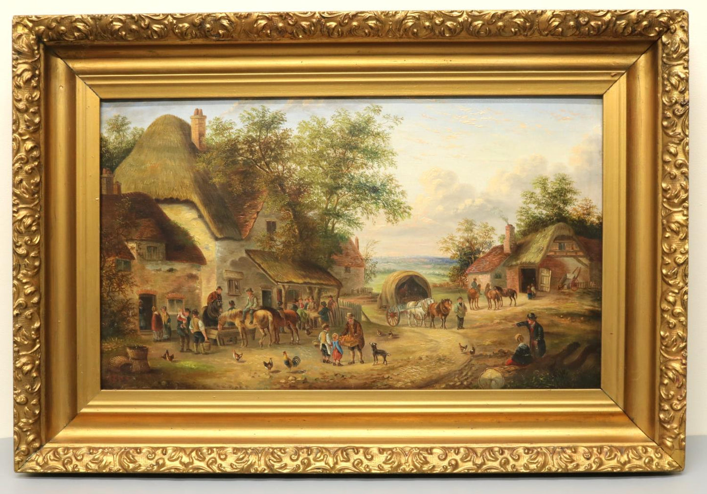 19th century village genre scene horses,inn georgina lara