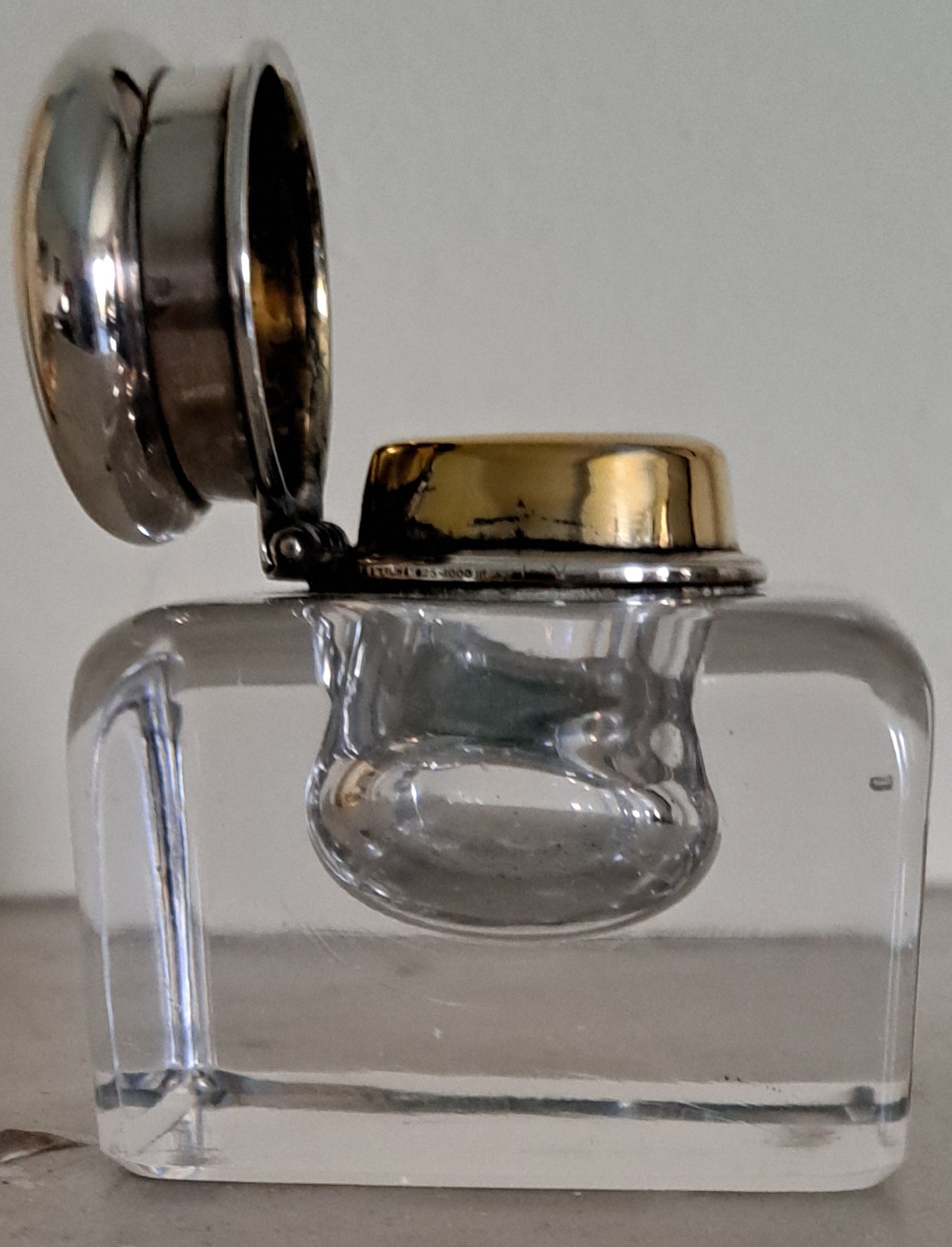 Tiffany & Co glass/silver mounted inkwell c 1905