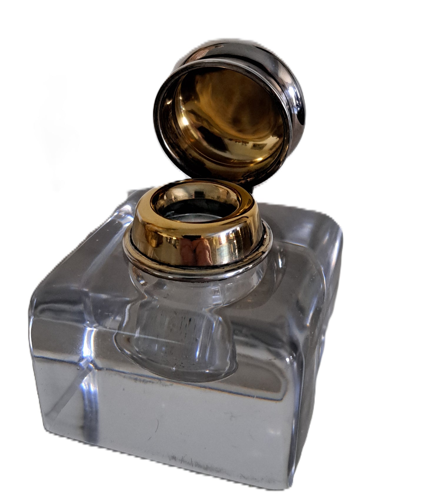 Tiffany & Co glass/silver mounted inkwell c 1905