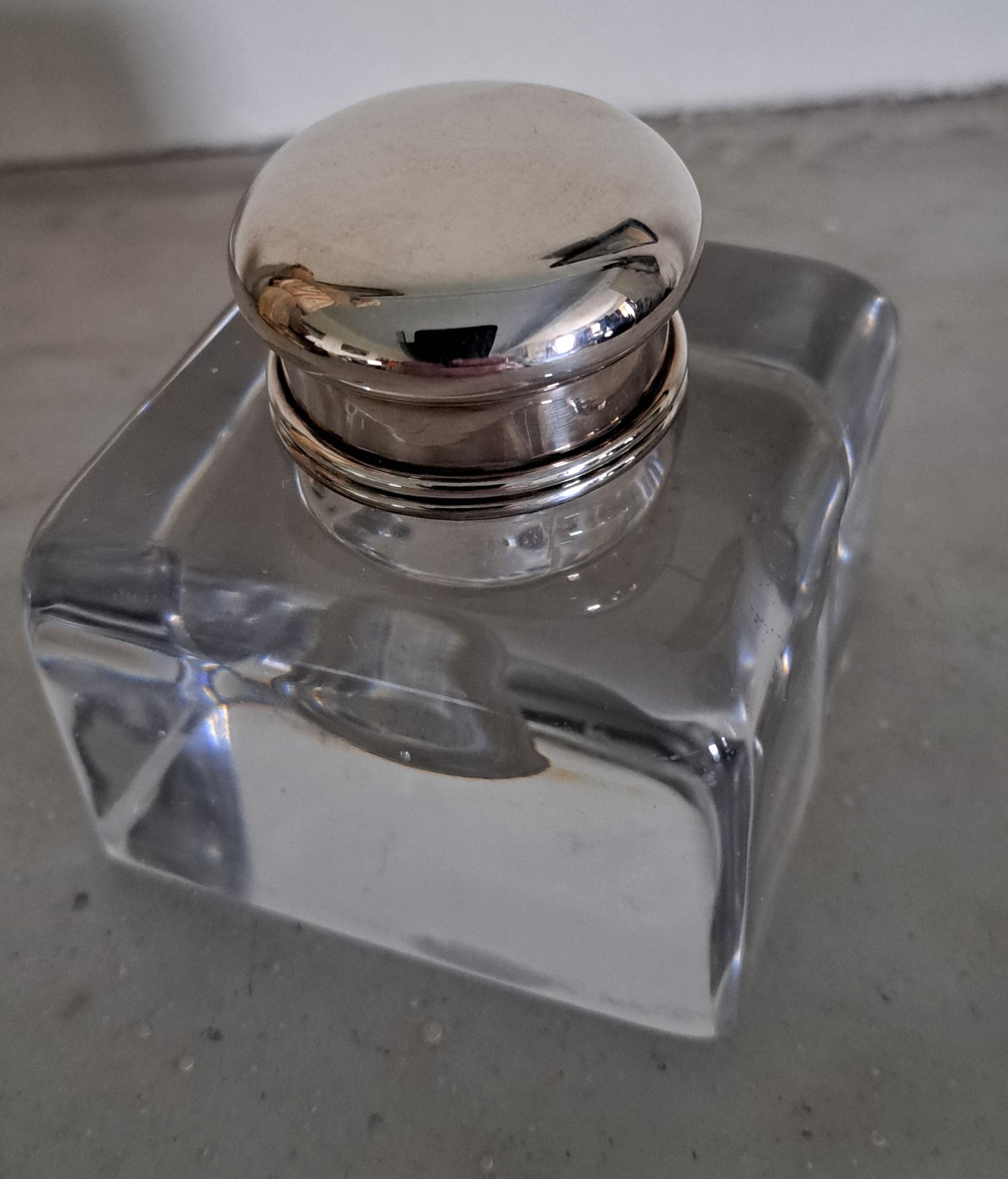 Tiffany & Co glass/silver mounted inkwell c 1905