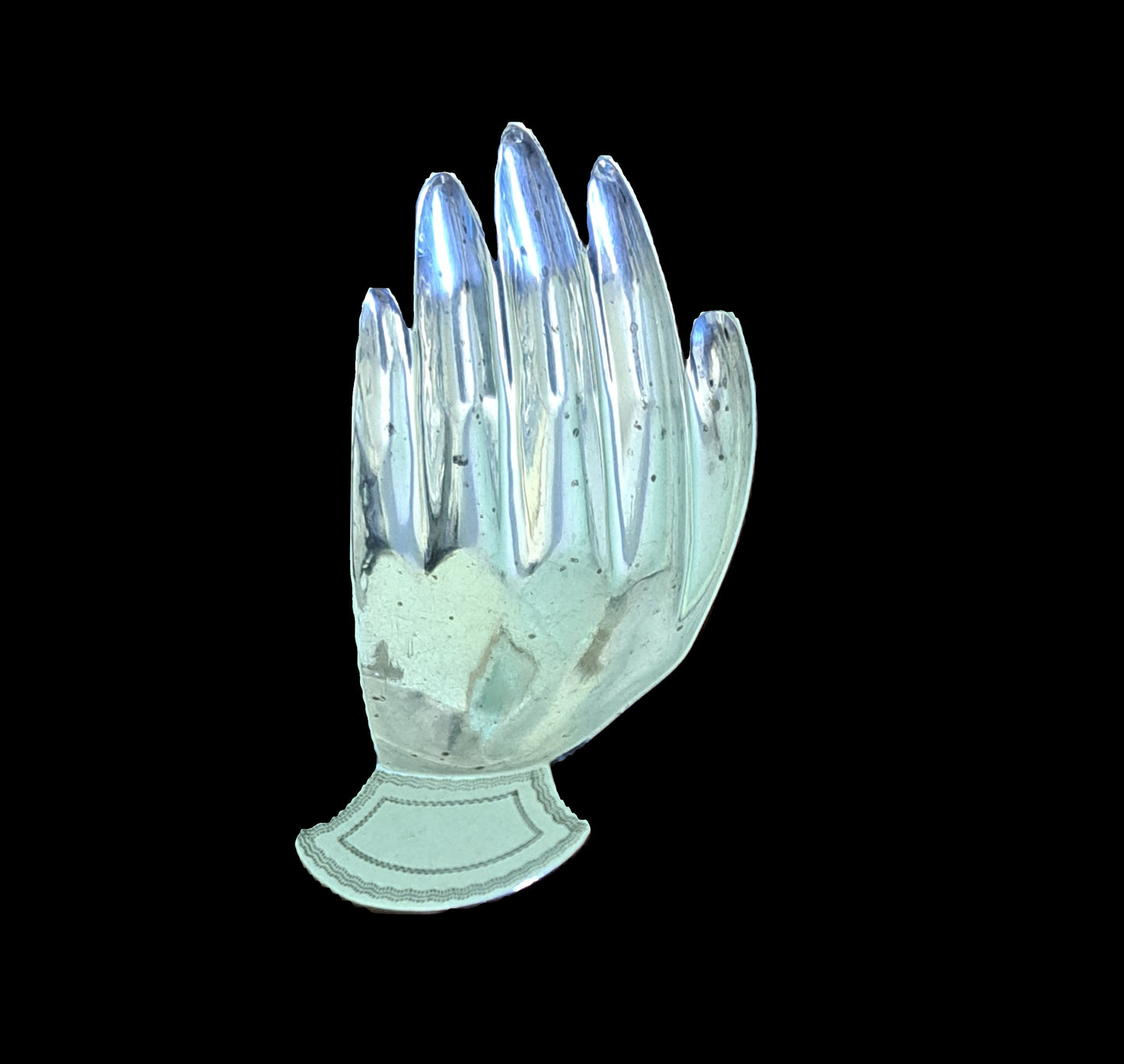 RARE GEORGE III SILVER CADDY SPOON BY JOSIAH SNATT in the form of a hand