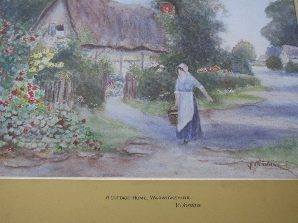 19th century Victorian genre landscape Warwickshire village cottage