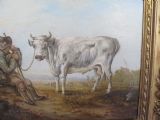 19th century, Victorian, landscape, farm, bull, countryside , after Aelbert Cuyp