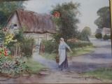 19th century Victorian genre landscape Warwickshire village cottage