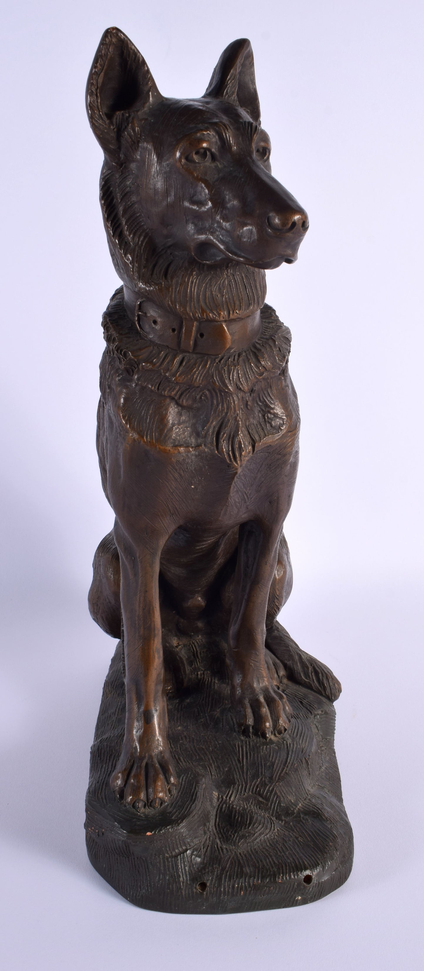 French Terracotta dog, alsation, signed Foucher
