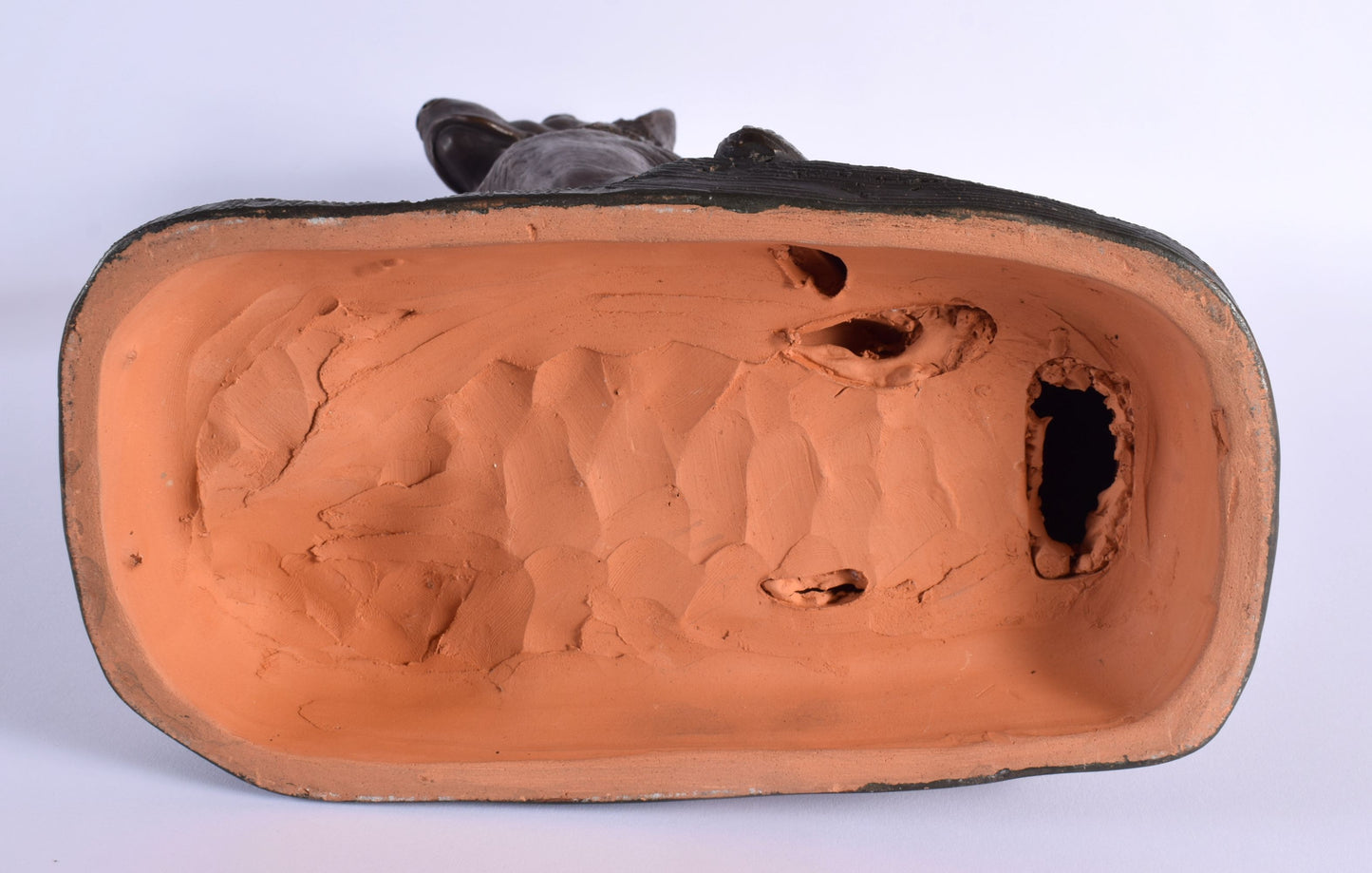 French Terracotta dog, alsation, signed Foucher
