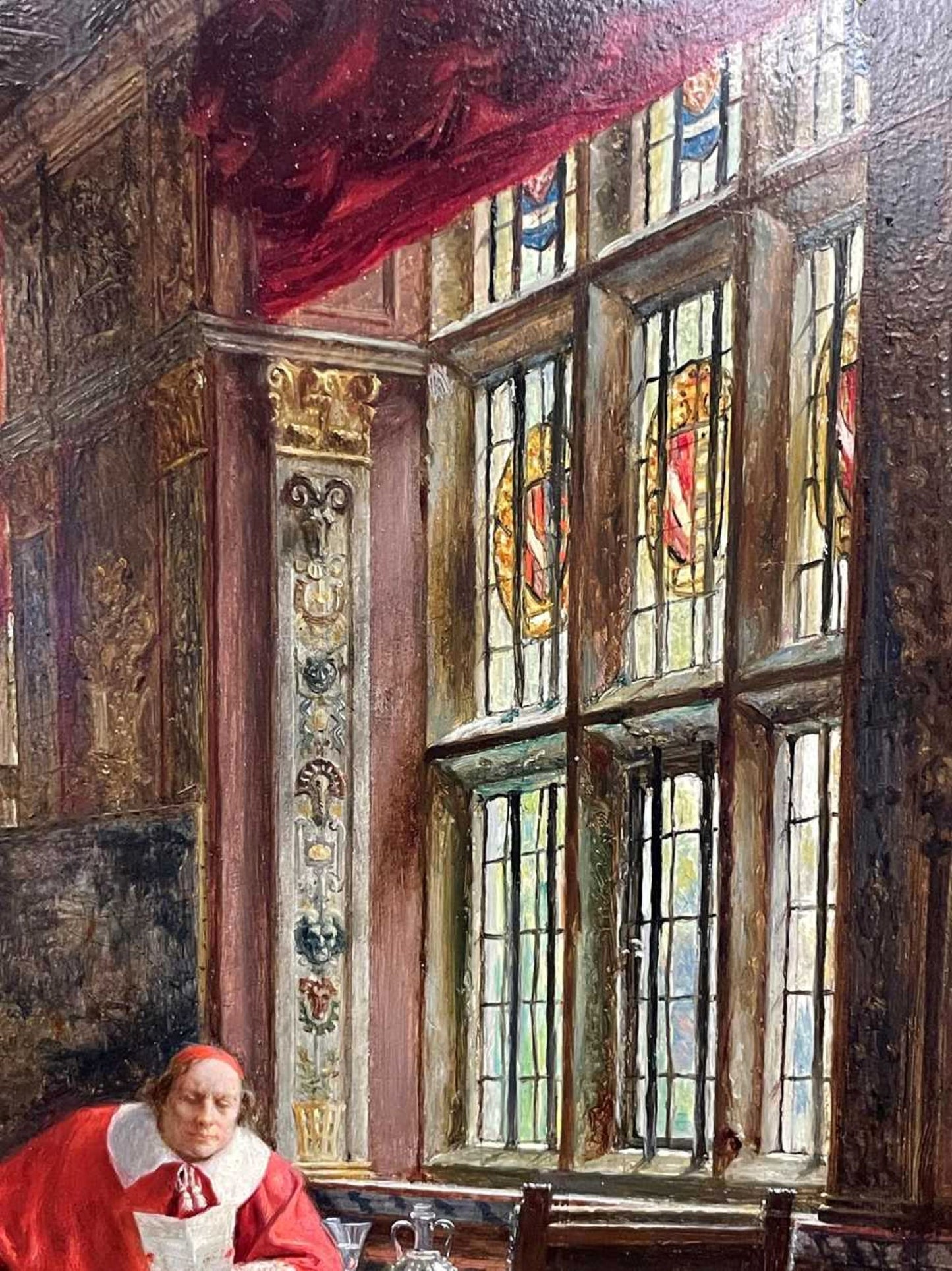 Frank Moss Bennett  Cardinal at table oil painting