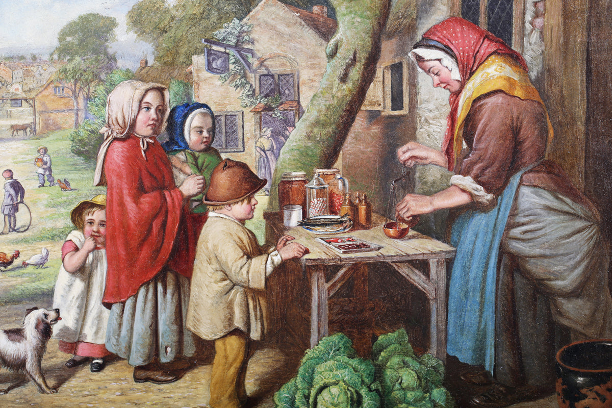 Henry Charles Bryant 19th century oil,genre scene,children at fair /market