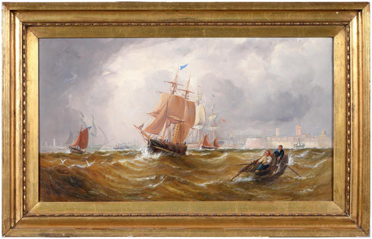 Off Portsmouth Harbour 19th century oil , john callow