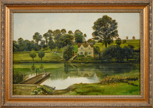 The Hampton Ferry,Evesham,worcestershire oil by George Willis Pryce