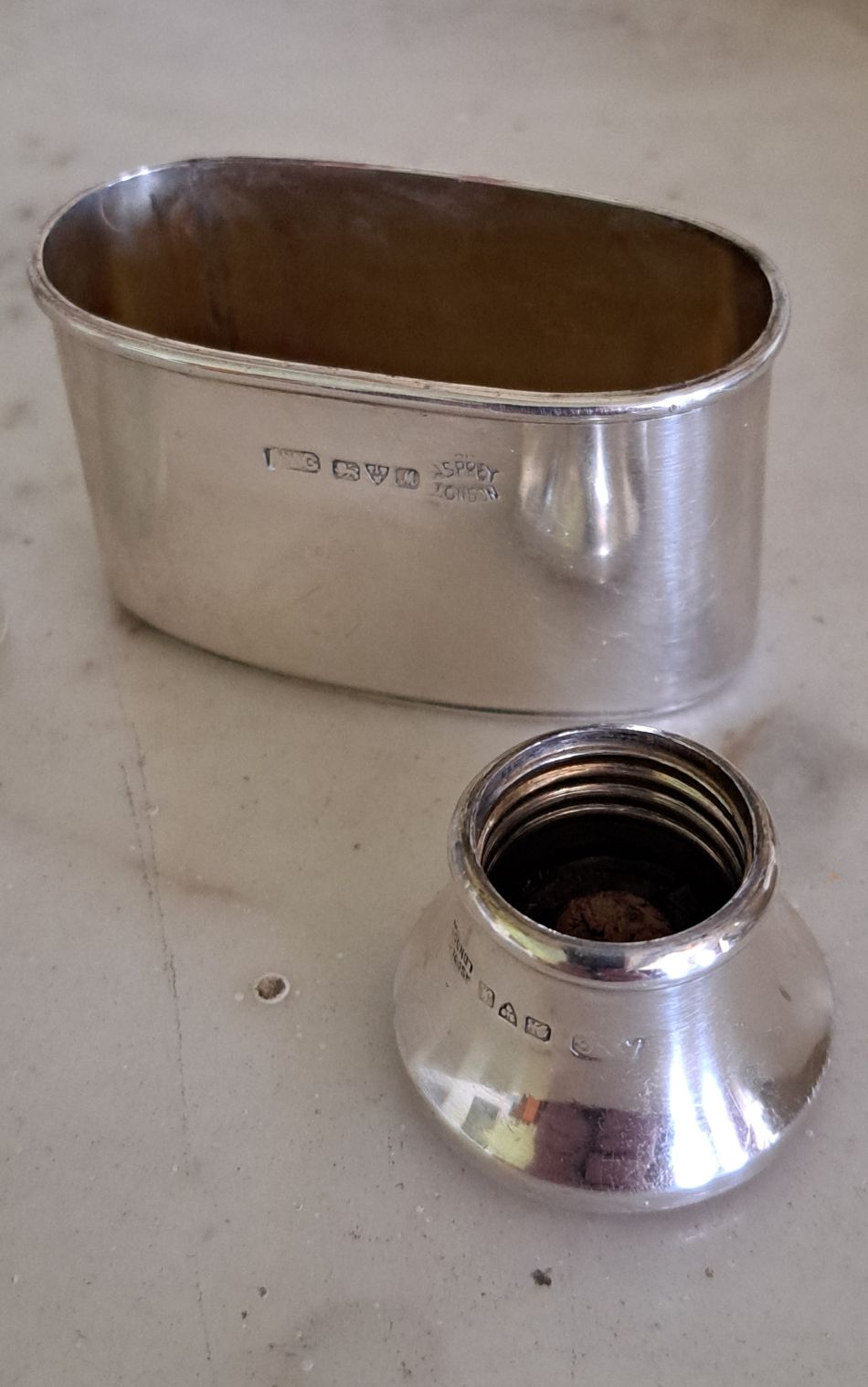 Asprey  silver and gold hip flask, Chester  1912