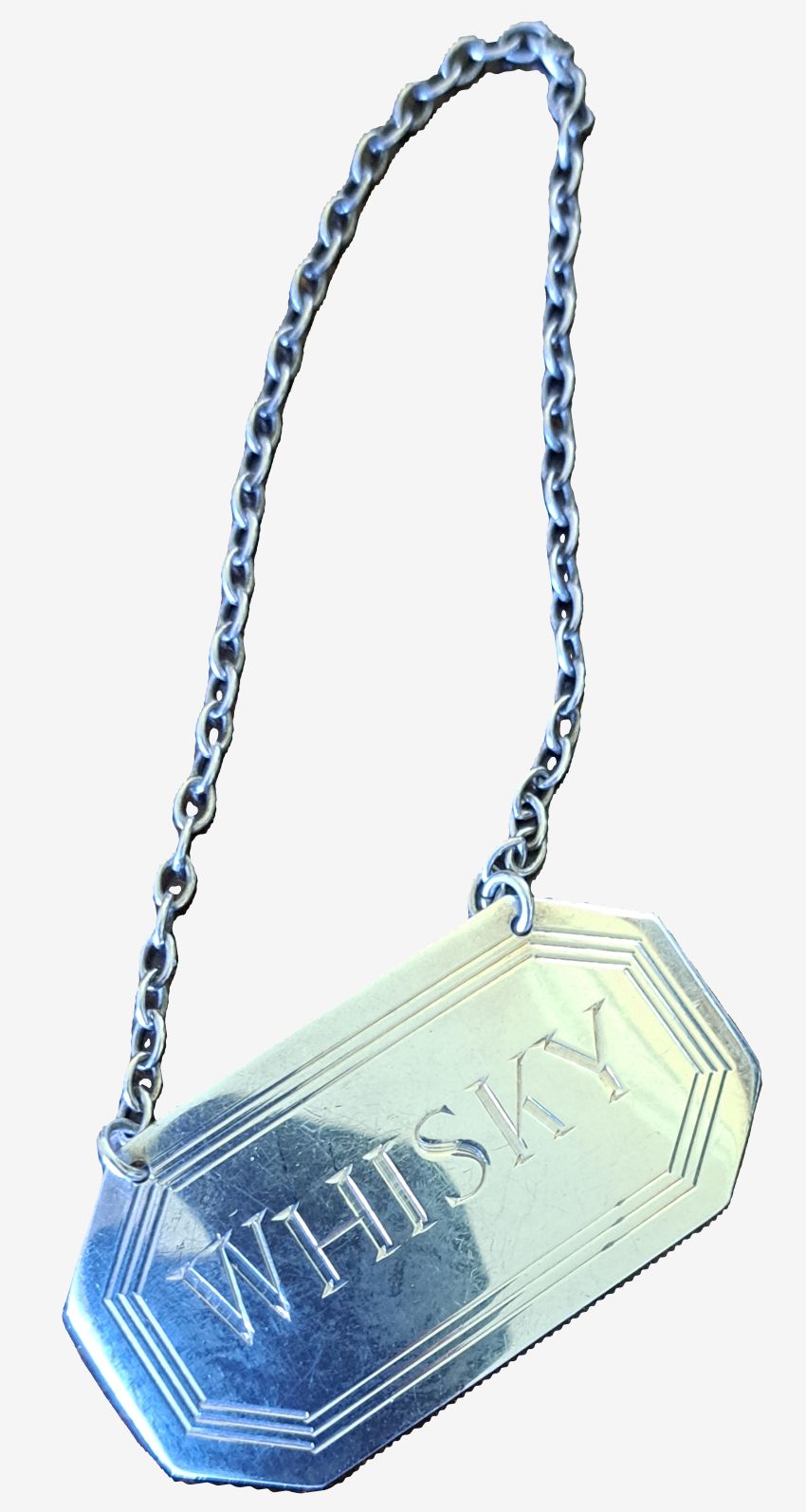 Asprey silver whisky decanter label