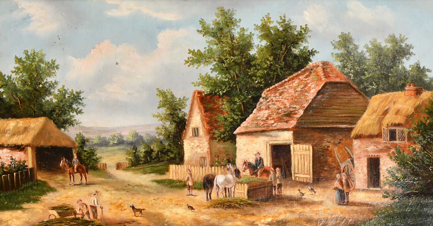 Georgina Lara 19th century oil painting landscape farm scene