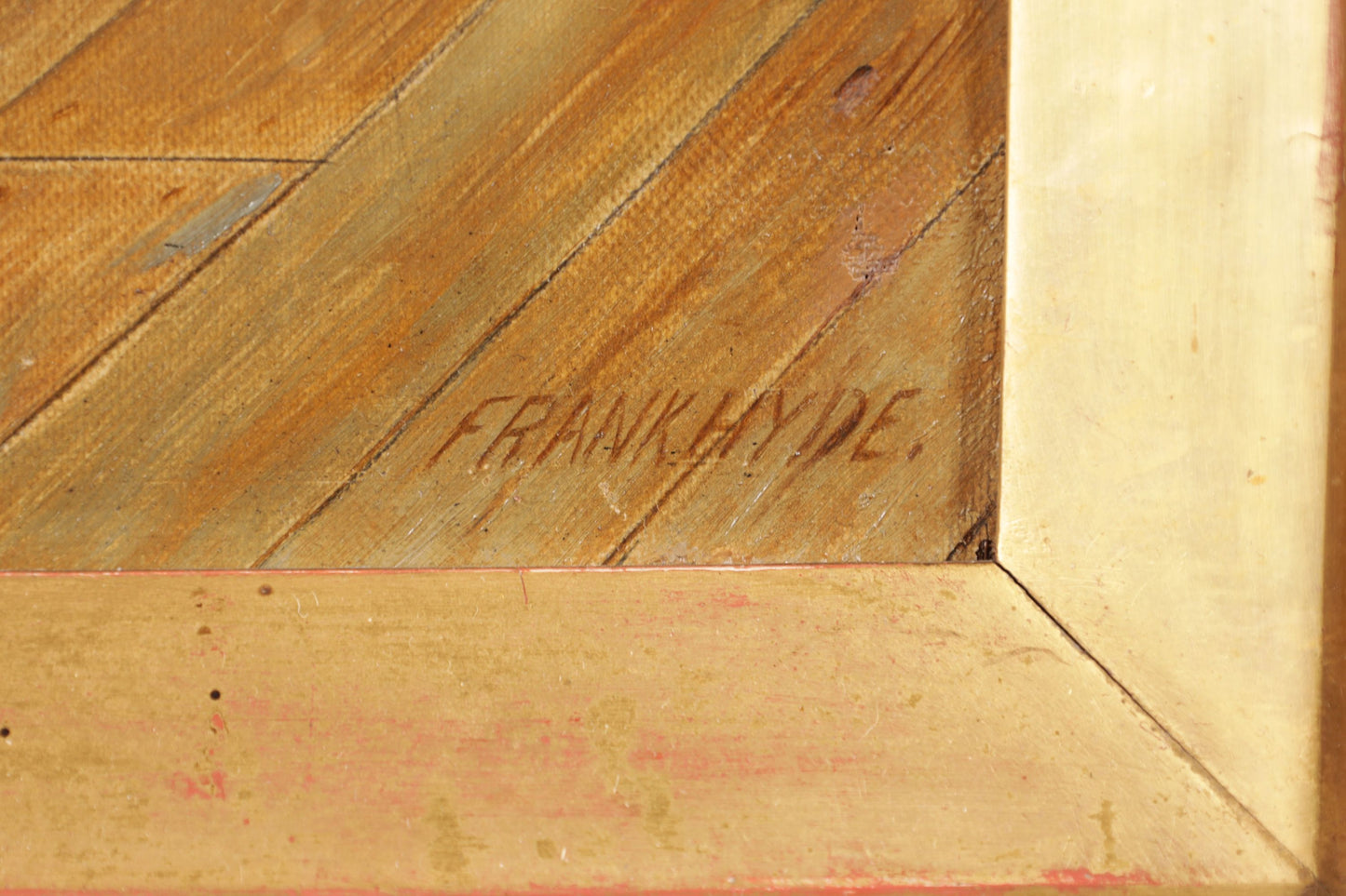 19th century oil painting of a monk admiring a fish by Frank Hyde