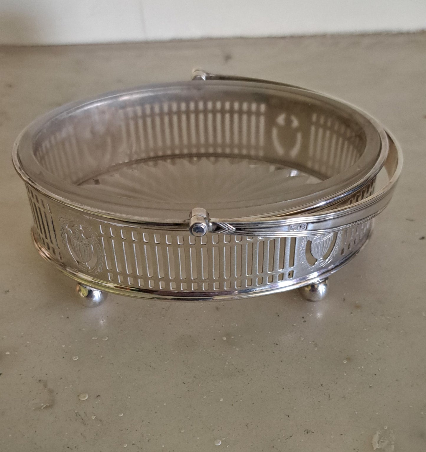 silver swing handled oval basket,1935