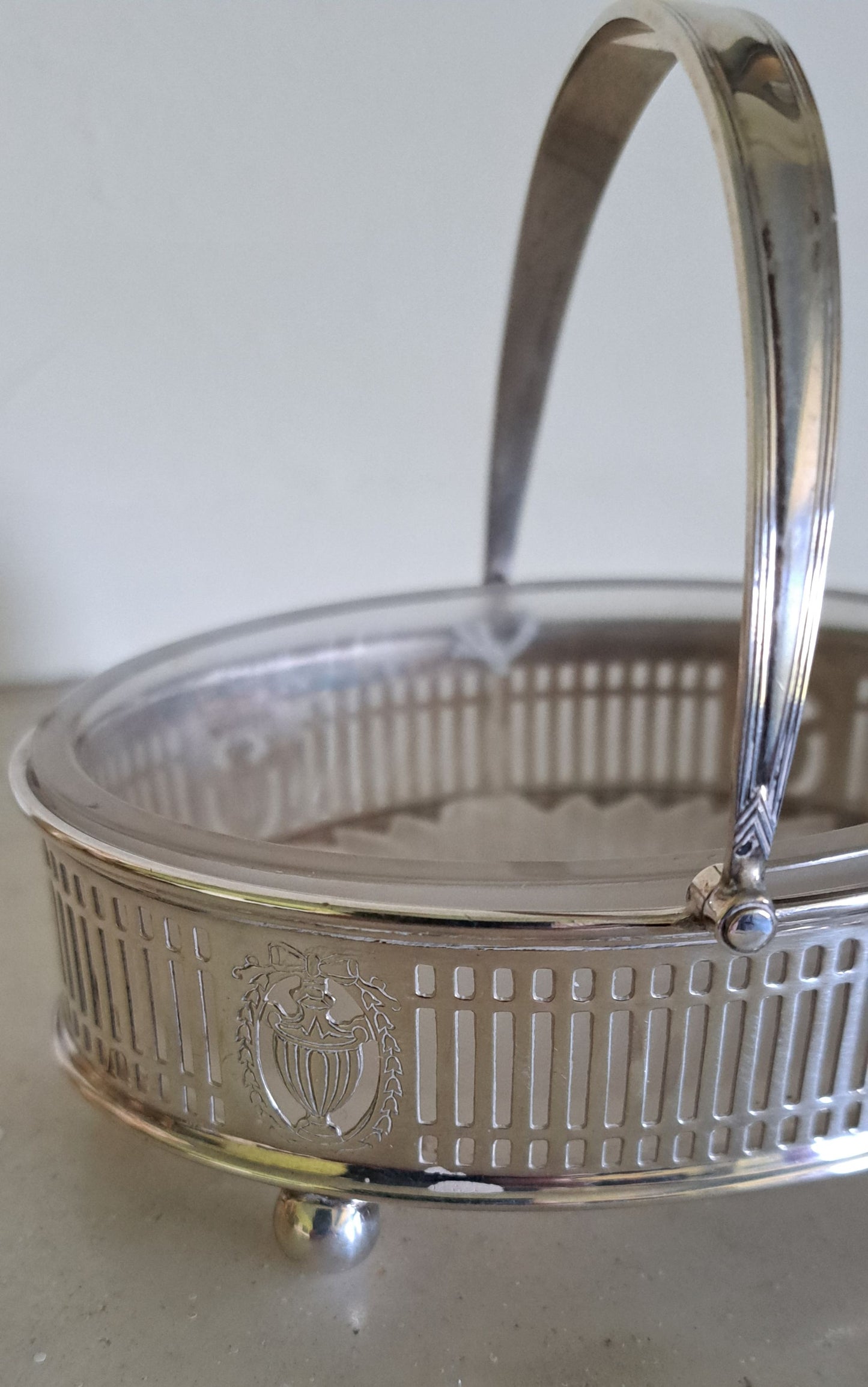 silver swing handled oval basket,1935