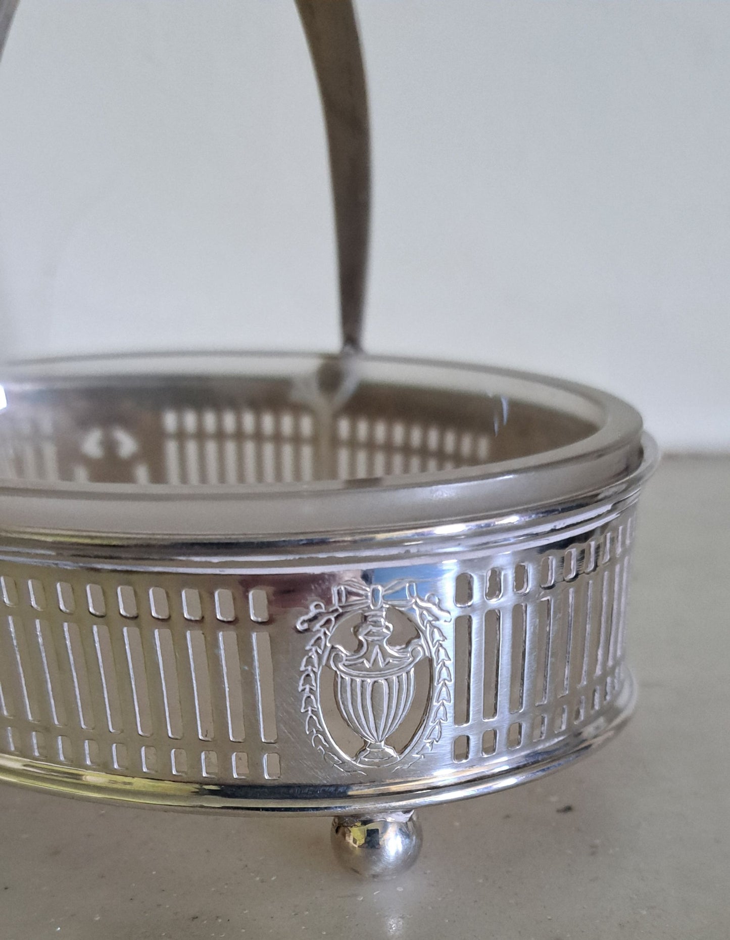 silver swing handled oval basket,1935