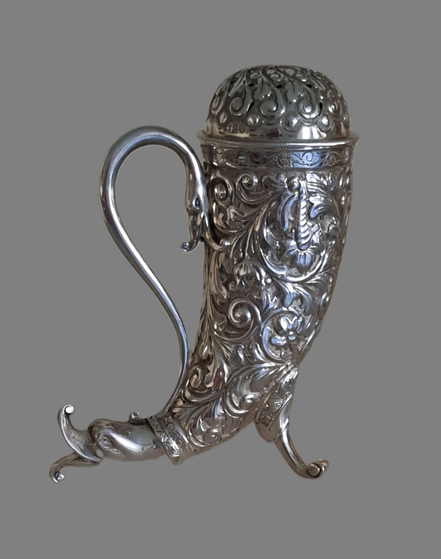 Victorian Cornucopia sugar caster/sifter , Horace Woodward & CO LTD, London 1898