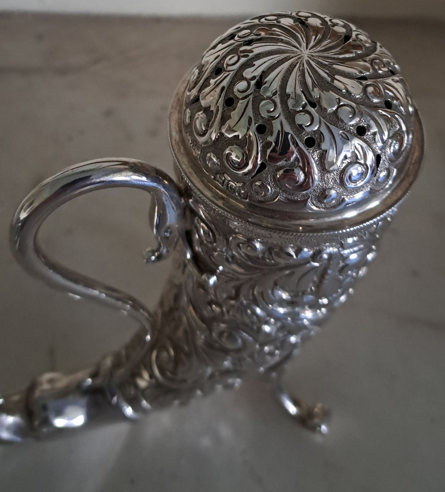 Victorian Cornucopia sugar caster/sifter , Horace Woodward & CO LTD, London 1898
