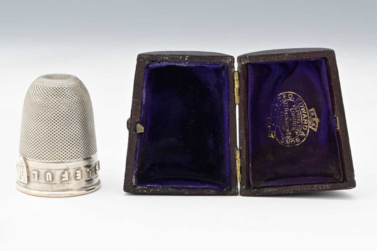 Victorian novelty silver tumbler in the form of a thimble  "just a thimbleful"