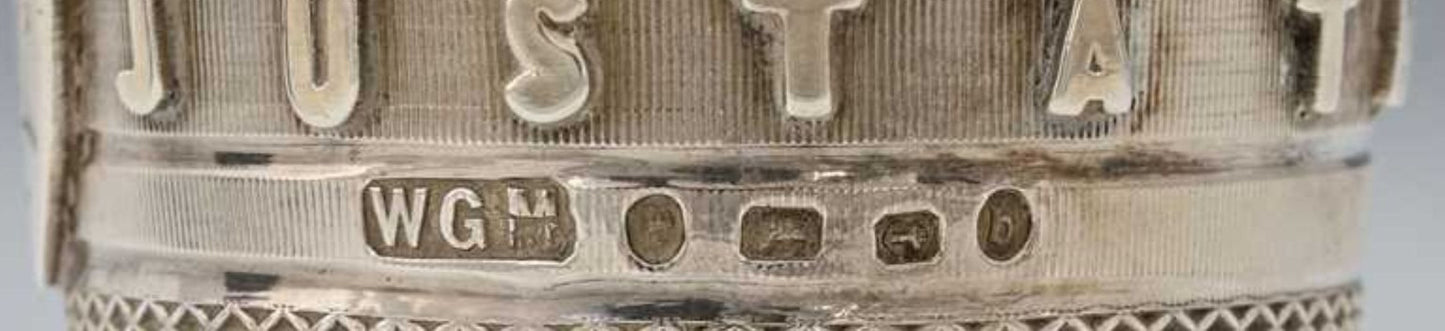 Victorian novelty silver tumbler in the form of a thimble  "just a thimbleful"