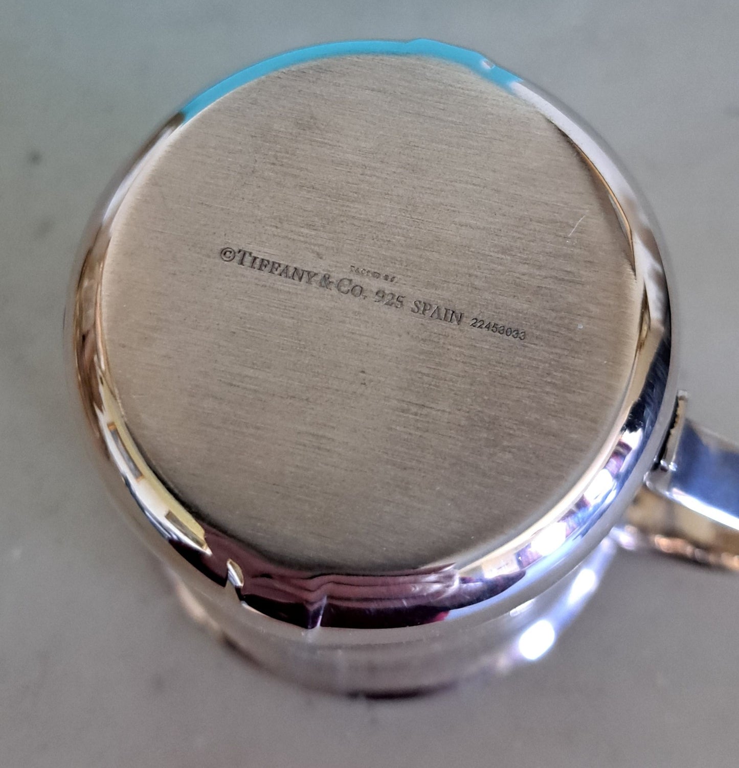 Tiffany & Co silver mug childs christening mug gift tied ribbon decoration
