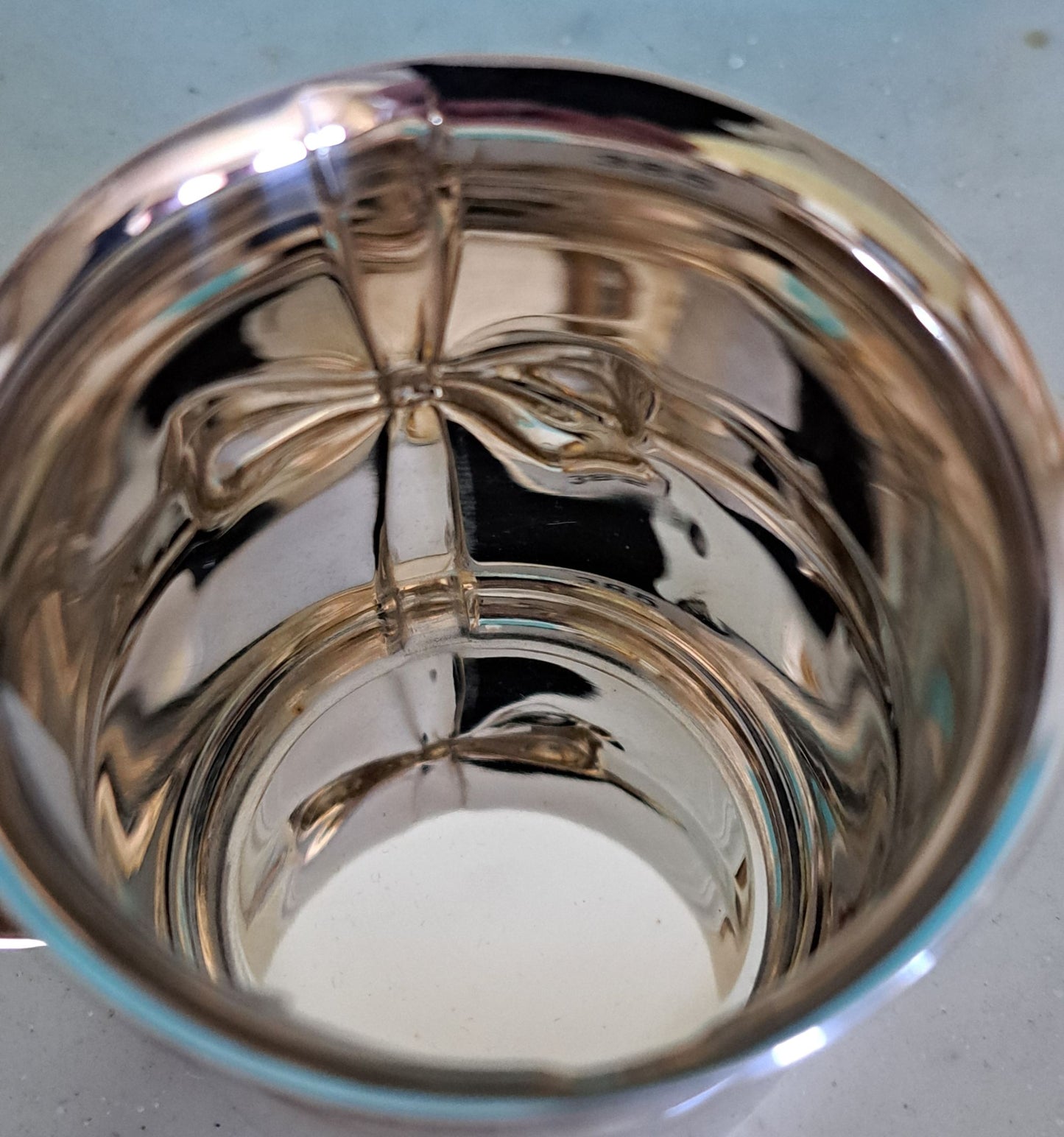 Tiffany & Co silver mug childs christening mug gift tied ribbon decoration