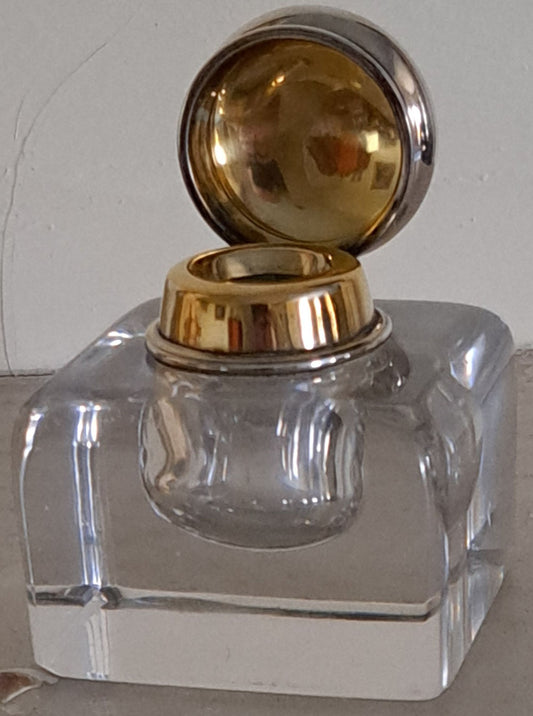 Tiffany & Co glass/silver mounted inkwell c 1905