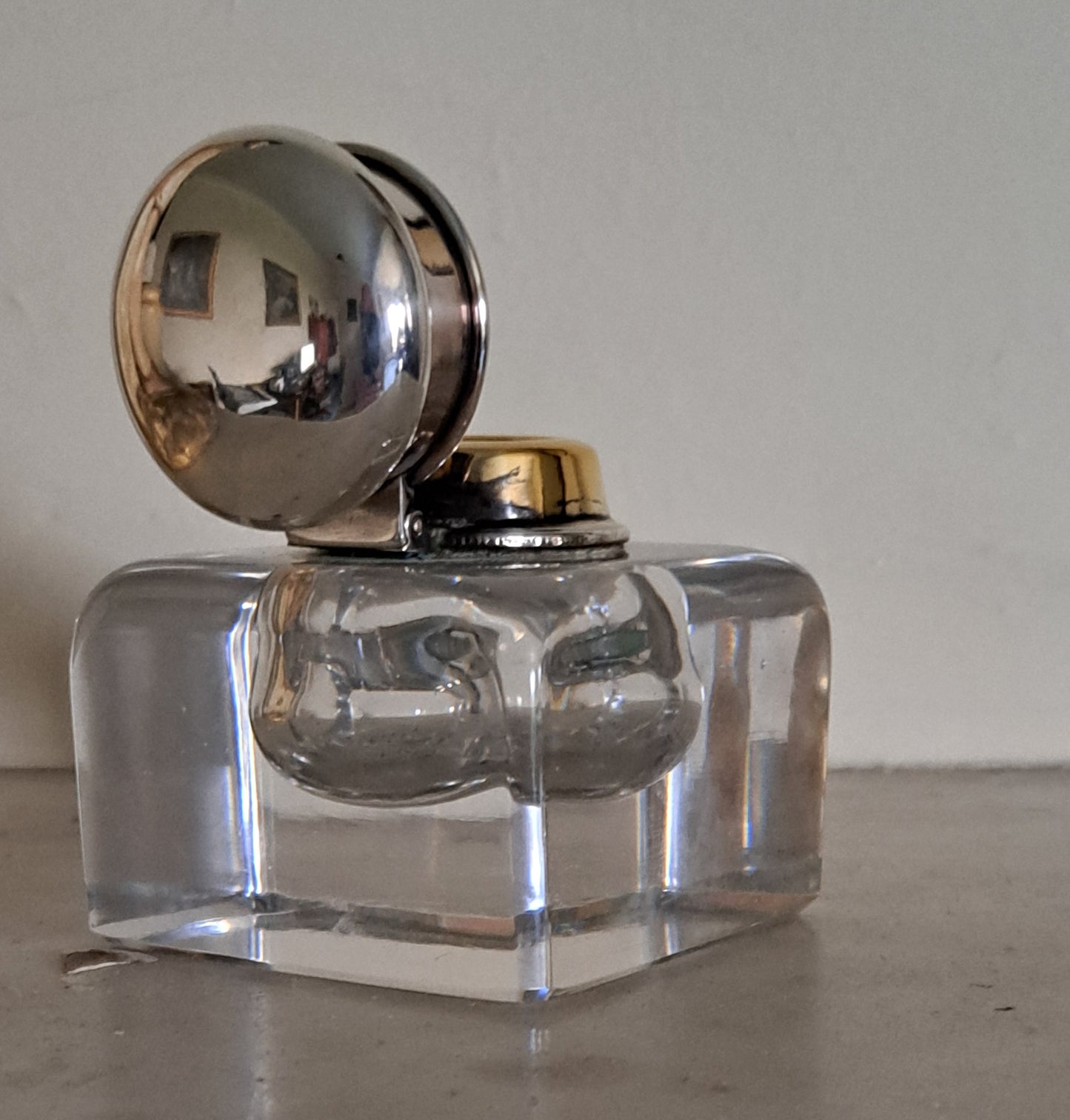 Tiffany & Co glass/silver mounted inkwell c 1905