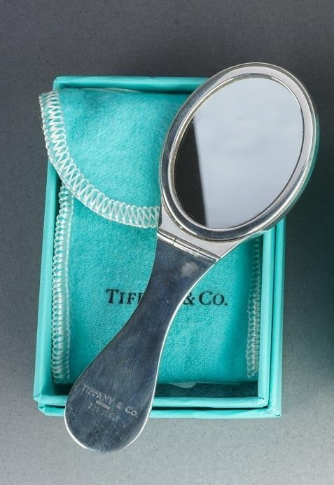 Tiffany & Co silver miniature / pocket folding hand mirror