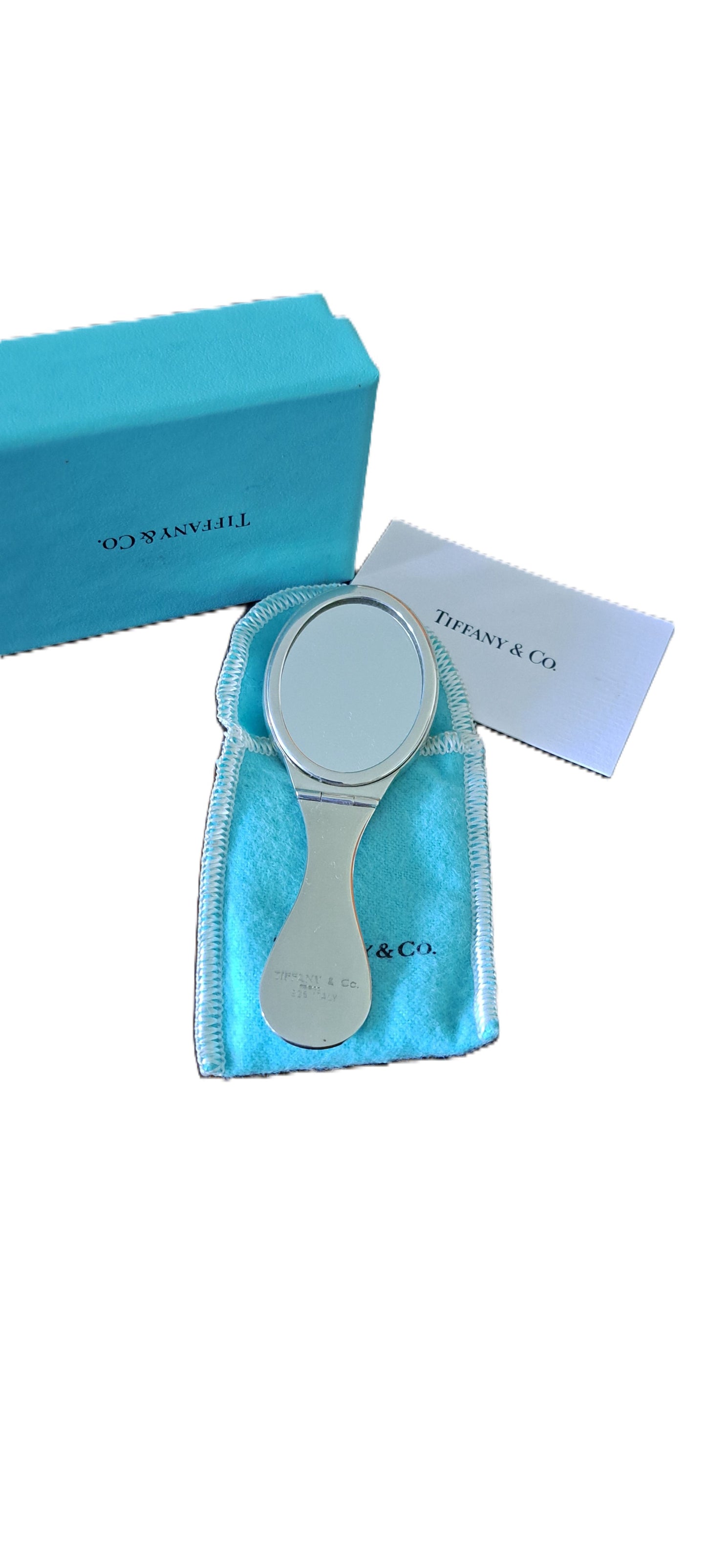 Tiffany & Co silver miniature / pocket folding hand mirror