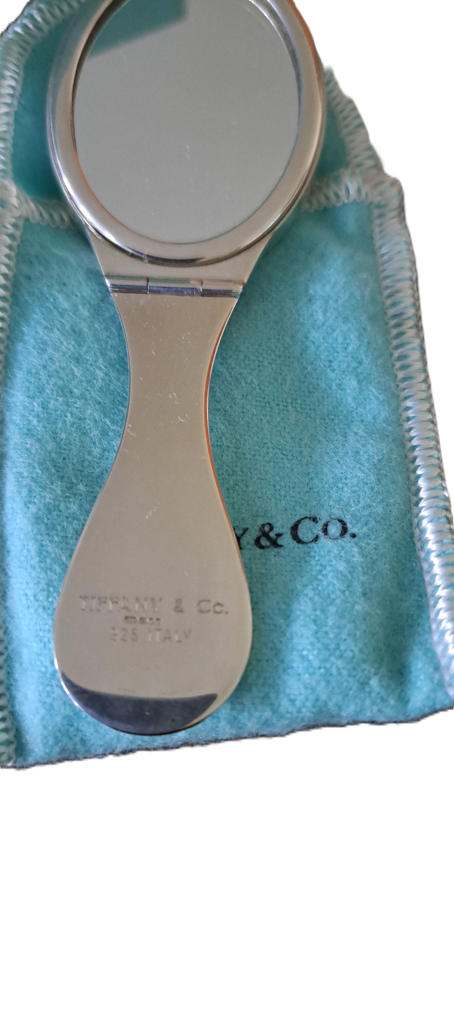 Tiffany & Co silver miniature / pocket folding hand mirror