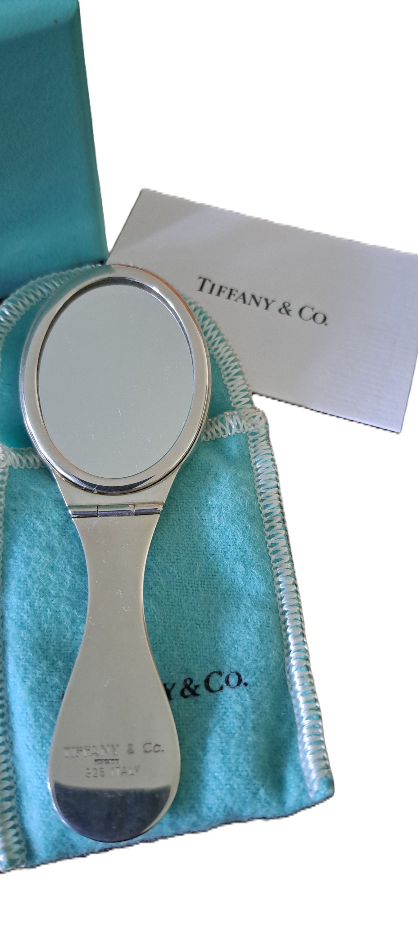 Tiffany & Co silver miniature / pocket folding hand mirror