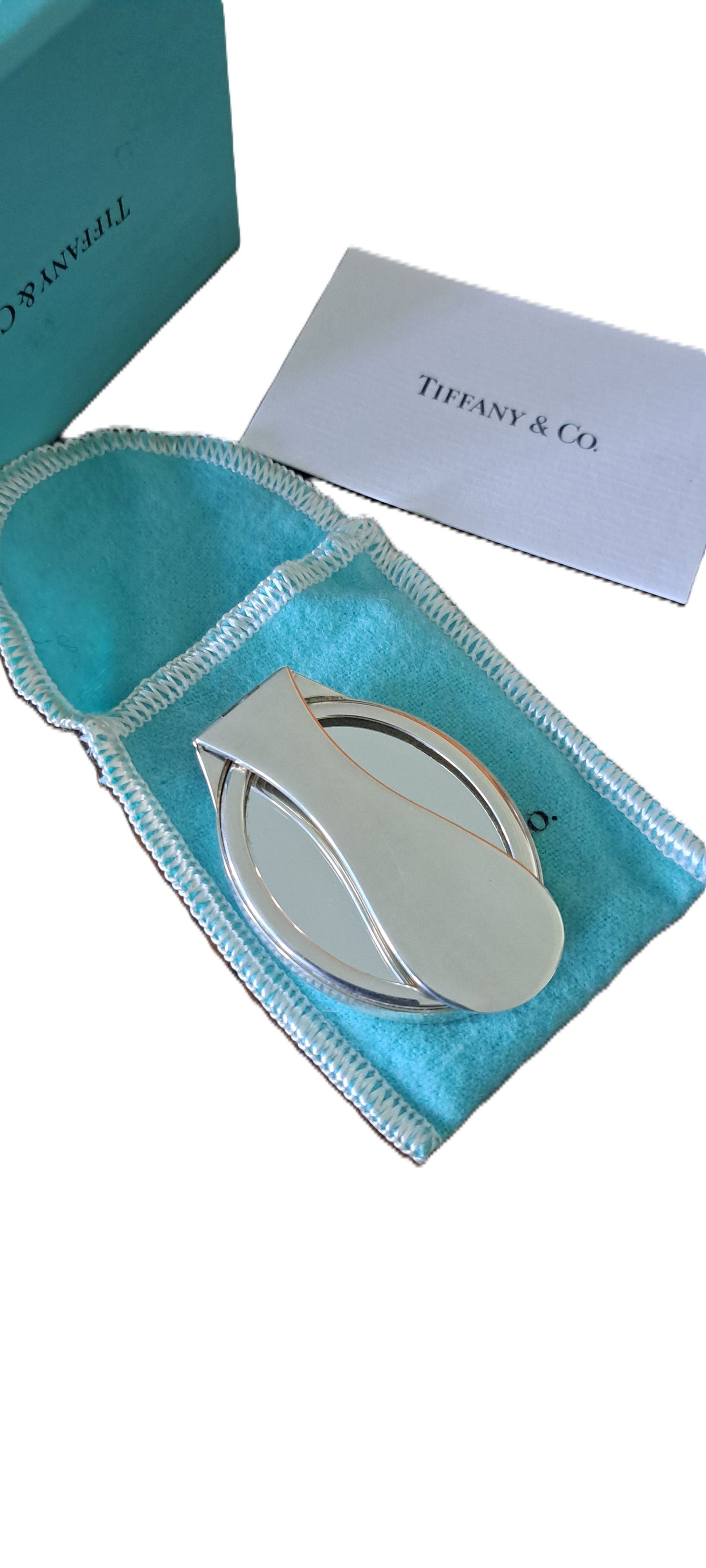 Tiffany & Co silver miniature / pocket folding hand mirror