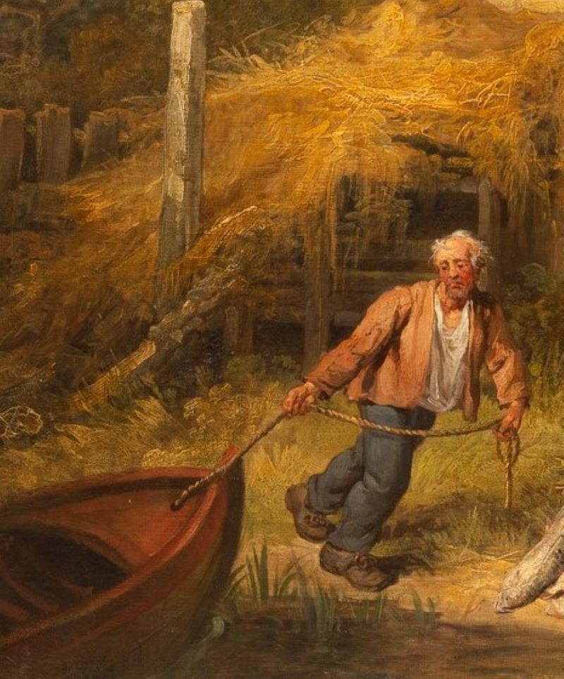 James ward landscape oil Bringing in the Catch