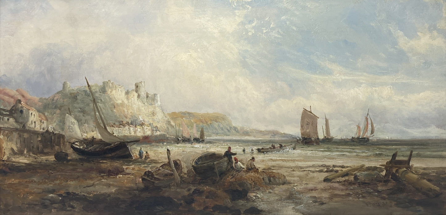 Hastings Castle oil painting seascape William Edward Webb