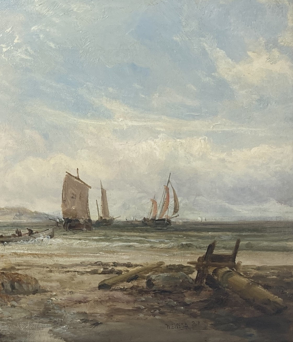 Hastings Castle oil painting seascape William Edward Webb