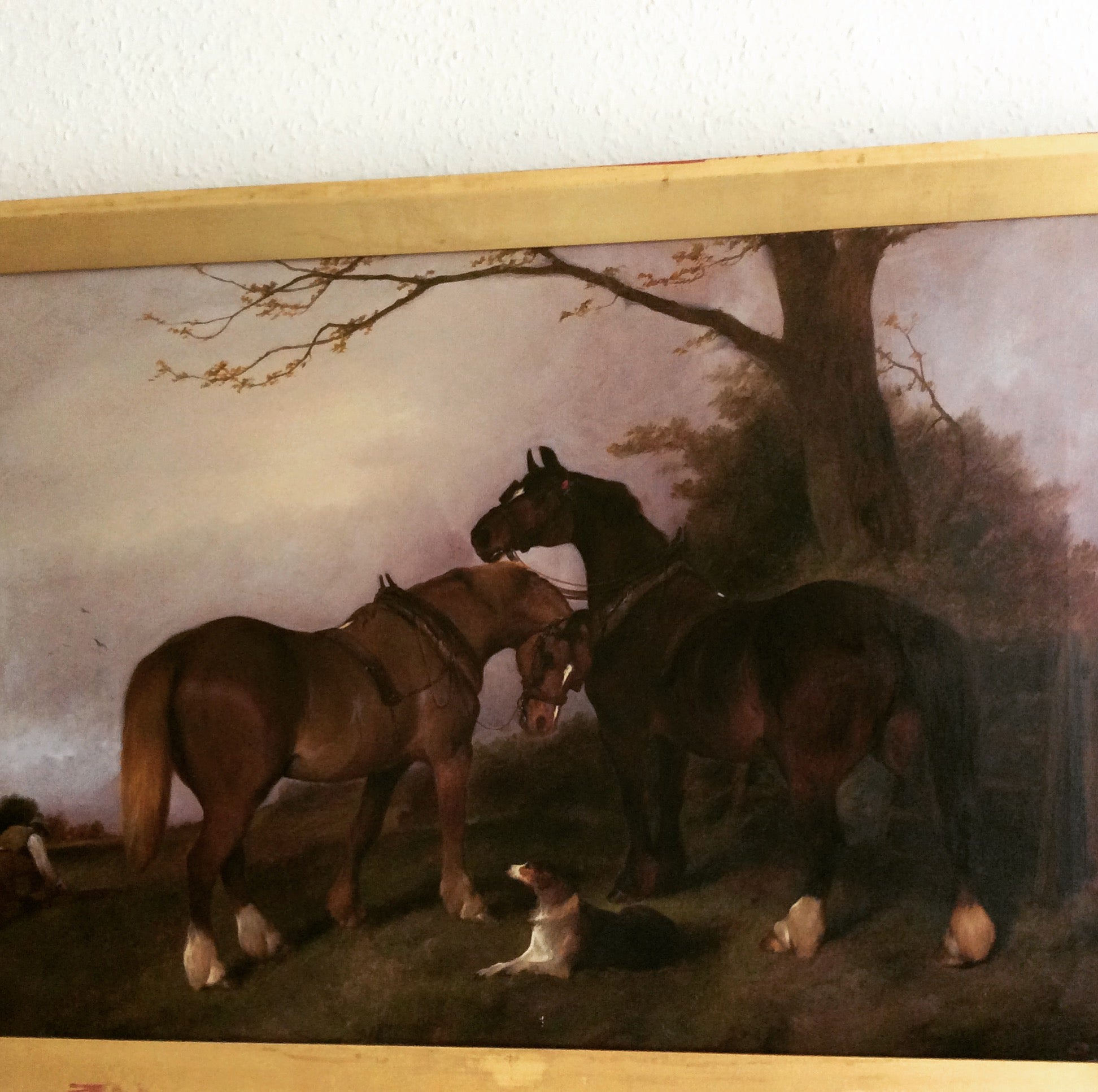 landscape horse dog painting antique George wright