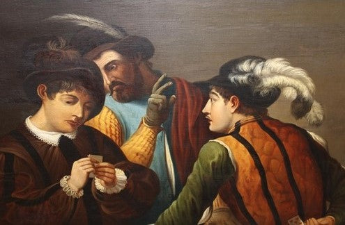 caravaggio (after)19th Century portrait  "The Card Sharps"