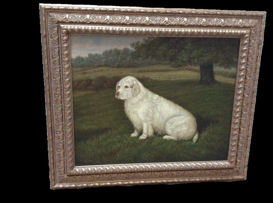 William Albert Clark, clumber spaniel, dog oil painting.