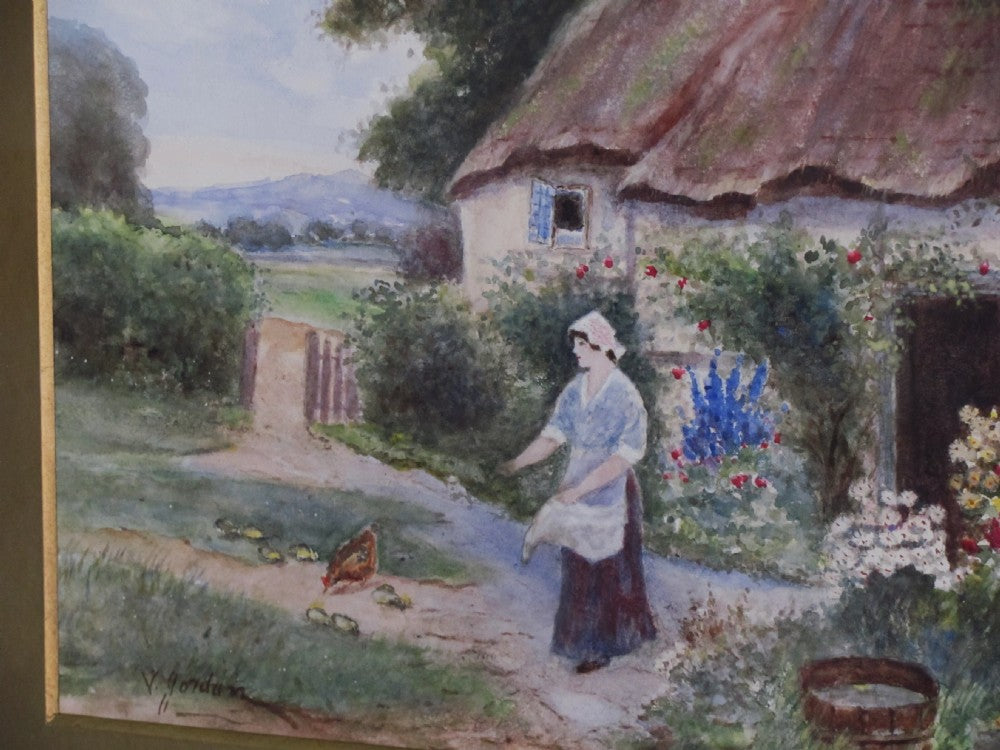 19th century Victorian landscape genre scene Surrey village Cottage