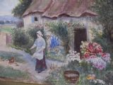 19th century Victorian landscape genre scene Surrey village Cottage