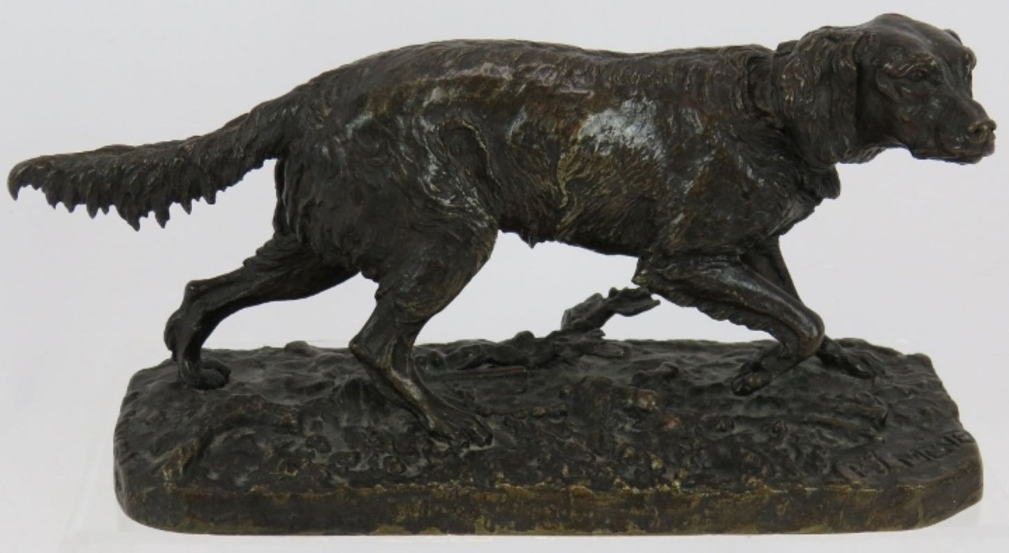 19th century  bronze dog ,setter ,after p j mene