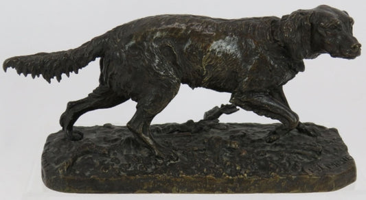 19th century  bronze dog ,setter ,after p j mene