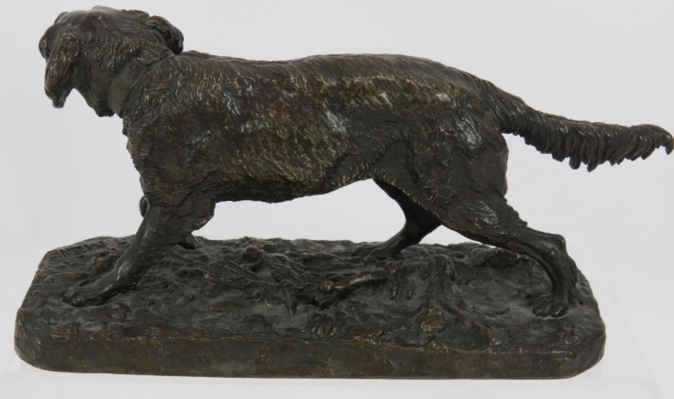 19th century  bronze dog ,setter ,after p j mene