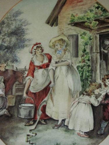19th century milkmaids watercolour